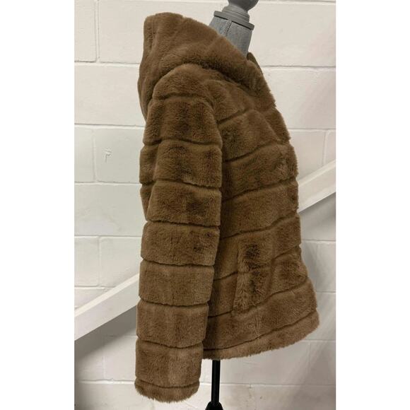 Apparis Goldy Coat Hooded Faux- Fur Jacket Camel Women’s Small Vegan Fur - Picture 7 of 11